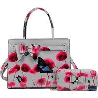 Poppy Patterned 2 in 1 Ribbon Tote Bag with Purse