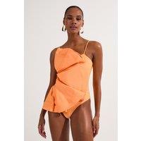 Drama Ruffle Strappy High Leg Swimsuit