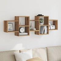 Berkfield Home Wall Shelf Artisian Oak 129x18x42 cm Engineered Wood in Brown | Size: 129 x 18 x 42 cm