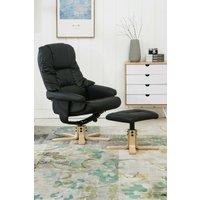 More4Homes Sorento Bonded Leather Swivel Recliner Armchair Chair w Footstool in Black