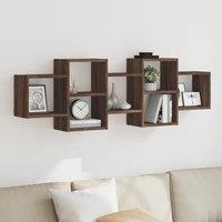 Berkfield Home Wall Shelf Brown Oak 129x18x42 cm Engineered Wood | Size: 129 x 18 x 42 cm