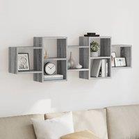 Berkfield Home Wall Shelf Grey Sonoma 129x18x42 cm Engineered Wood | Size: 129 x 18 x 42 cm