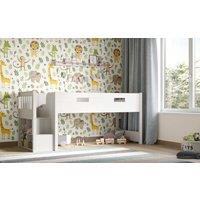 Flair Charlie Staircase Mid Sleeper Cabin Bed in White | Size: Single