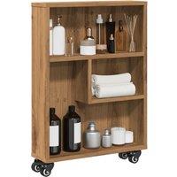 Berkfield Home Narrow Storage Trolley Artisian Oak 48x13x68 cm Engineered Wood in Brown | Size: 48 x 13 x 68 cm