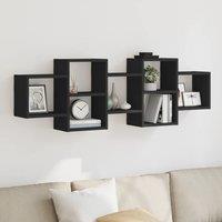 Wall Shelf Black 129x18x42 cm Engineered Wood