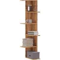 Berkfield Home Wall Corner Shelf Artisian Oak 36.5x36.5x140 cm Engineered Wood in Brown