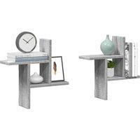 Berkfield Home Wall Shelves 2 pcs Grey Sonoma 38x12x38 cm Engineered Wood | Size: 38 x 12 x 38 cm