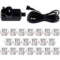First Choice Lighting Set of 20 - 30mm Stainless Steel IP67 Warm White LED Decking Kit in Silver
