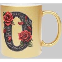 Simply Stunning Mugs Personalised Handcrafted Gothic Letter O & Name Metallic Gold Mug
