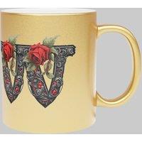 Simply Stunning Mugs Personalised Handcrafted Gothic Letter W & Name Metallic Gold Mug