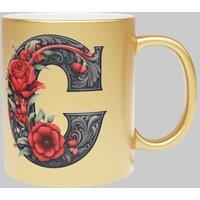 Simply Stunning Mugs Personalised Handcrafted Gothic Letter C & Name Metallic Gold Mug