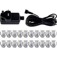 First Choice Lighting Set of 20 - 15mm Stainless Steel IP67 Cool White LED Decking Kit in Silver