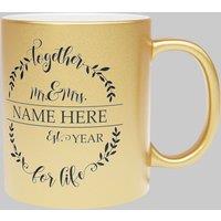 Simply Stunning Mugs Personalised Gold Mr. & Mrs. Mug Set of 2 - Custom Family Name in Metallic Gold