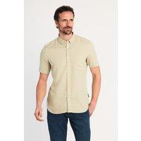 French Connection Men's Linen Blend Short Sleeve Chest Pocket Shirt in Light Green | Size: Medium