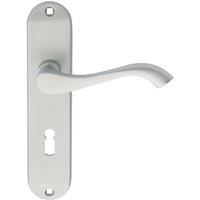Loops PAIR Curved Handle on Chamfered Lock Backplate 180 x 40mm Satin Chrome