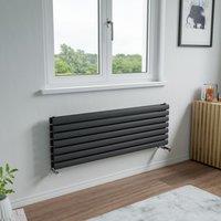 Agadon Neo Duplex Horizontal Oval Tube Designer Radiator in Dark Grey | Size: 584mm x 1800mm