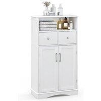 Costway Bathroom Floor Cabinet with 2 Doors & 2 Adjustable Shelves in White