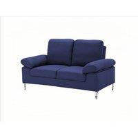 KOSY KOALA Modern Two Seater Sofa Blue Fabric with Chrome Feet - Comfortable Couch with Cushion for Living Room, Bedroom or Office
