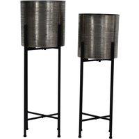 Libra Interiors Clyde Floor Standing Nickel Set of 2 Planters in Silver