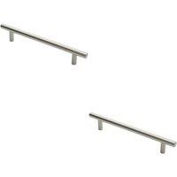 Loops 2x Straight T Bar Door Pull Handle 400 x 19mm 300mm Fixing Centres Satin Steel in Metallics