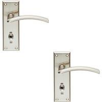 Loops 2x PAIR Arched Lever on Bathroom Backplate Door Handle 150 x 50mm Satin Nickel in Metallics