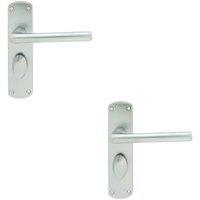 Loops 2x Rounded Straight Bar Handle on Bathroom Backplate 170 x 42mm Satin Chrome