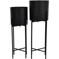 Libra Interiors Clyde Floor Standing Matt Black Set of 2 Planters