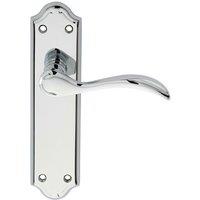 Loops PAIR Curved Door Handle Lever on Latch Backplate 180 x 45mm Polished Chrome