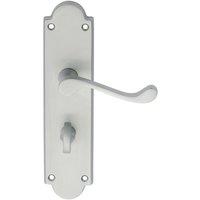 Loops PAIR Victorian Scroll Handle on Bathroom Backplate 205 x 49mm Satin Chrome