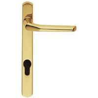 Loops Straight Lever Door Handle on Lock Backplate Polished Brass 208mm X 25mm in Metallics