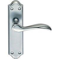 Loops PAIR Curved Door Handle Lever on Latch Backplate 180 x 45mm Satin Chrome