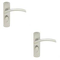 Loops 2x Arched Lever on Bathroom Backplate Door Handle 170 x 42mm Satin Chrome