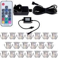 First Choice Lighting Set of 20 - 30mm Stainless Steel IP67 Colour Changing LED Decking Kit in Silver