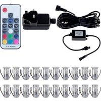 First Choice Lighting Set of 20 - 15mm Stainless Steel IP67 Colour Changing LED Decking Kit in Silver