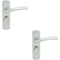 Loops 2x Rounded Curved Bar Handle on Bathroom Backplate 170 x 42mm Satin Chrome
