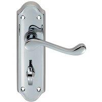 Loops PAIR Victorian Upturned Lever on Bathroom Backplate 168 x 47mm Polished Chrome