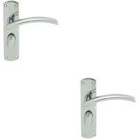 Loops 2x Arched Lever on Bathroom Backplate Door Handle 170 x 42mm Polished Chrome