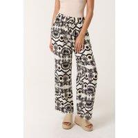 Blue Vanilla Women's Ivory Printed Wide Leg Trousers | Size: Large/XL