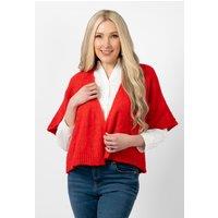 Sarta Women's Amelia Short Sleeve Wool Blend Cardigan in Red