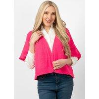 Sarta Women's Amelia Short Sleeve Wool Blend Cardigan in Fuchsia