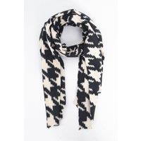 Sarta Women's Melanie Midweight Houndstooth Scarf - Black/Cream in Black