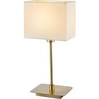 Happy Homewares Contemporary Bedside Table Lamp with White Cotton Fabric Shade in Metallic Gold