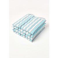 Homescapes 4 Pack Seat Pads Cotton Blue Striped Indoor Outdoor Garden Cushion, 40cm | Size: 40 cm x 40 cm