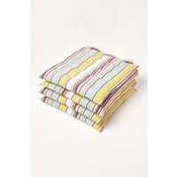 Homescapes Set of 4 Osaka Green Stripe Seat Pad with Button Straps, 40 x 40 cm | Size: 40 cm x 40 cm
