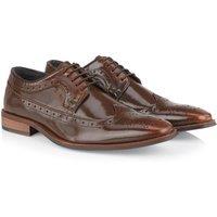 Amen Shoes Men's Dublin Leather Brushed Hi Shine Brogue Shoes in Tan | Size: 9