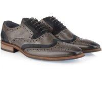 Amen Shoes Men's Wexford Leather Two Tone Brogue Shoes in Bright Blue | Size: 10