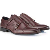 Amen Shoes Men's Clonmel Leather Monk Strap Shoes in Wine | Size: 12