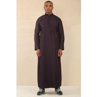 Arabic Thobes Men's Thobe Jubba Emirati Islamic Arabic Eid Embroidery Kaftan Jubbah Robe in Purple | Size: XL