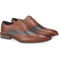 Amen Shoes Men's Roscommon Leather Two Tone Brogue Shoe in Tan | Size: 7