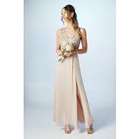 V Neck Embellished Bodice Georgette Bridesmaid Dress
